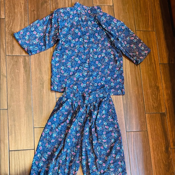 Vintage 80’s Limited Express Blue    Paisley Pants set - Picture 1 of 5